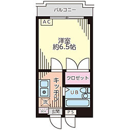 リバティーハウス 1Kの間取図画像