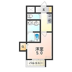 南海高野線 堺東駅 徒歩9分の賃貸アパート 1階1Kの間取り