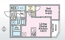 アイルグランデ赤羽 1階1LDKの間取り