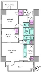 レジディア町屋 2LDKの間取図画像