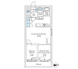 プラネソシエプラス桜台 1階2LDKの間取り