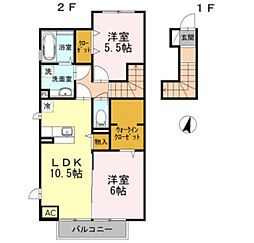 セッテヴィータ 2階2LDKの間取り