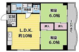 舞松原ビル 2DKの間取図画像