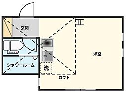 ユナイト大島ル・メリディアン 2階ワンルームの間取り