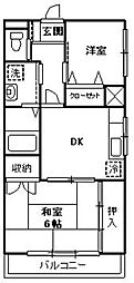 プレシアスムラタ 2DKの間取図画像