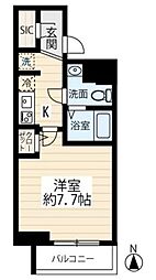 SQUARE CITY KITAMAGOME 3階1Kの間取り