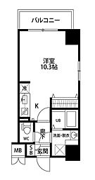 ルクレ池袋 5階ワンルームの間取り
