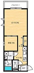 グランディア千葉中央III 1LDKの間取図画像
