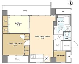 Belleviage Kinshicho 4階1SLDKの間取り