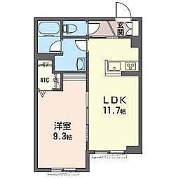 メゾン　ド　リヴィエール 1階1LDKの間取り