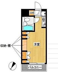 ラ・レジダンス・ド・グランドゥール 1階ワンルームの間取り