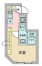 JR京浜東北・根岸線 大井町駅 徒歩9分の賃貸マンション 4階ワンルームの間取り