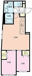 ウェルスクエア高井戸東 2階2LDKの間取り
