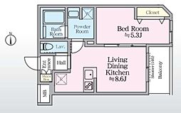 アイルグランデ赤羽 1階1LDKの間取り