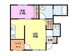 ペオーニア 1SLDKの間取図画像