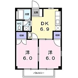 ファミールあぞの1 2DKの間取図画像