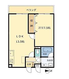 ハウスメモリアル6 1LDKの間取図画像