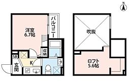 エルサチ 1Kの間取図画像