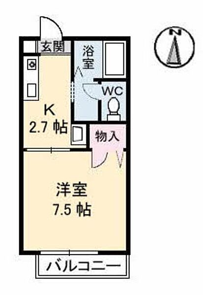 セフィーラ A0102｜岡山県倉敷市日吉町(賃貸アパート1K・1階・24.81㎡)の写真 その2