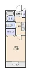 ランドペアハイムA棟 2階1Kの間取り