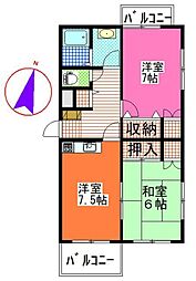 ウィステリア3 2DKの間取図画像