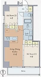 クレストコート西巣鴨 2階2LDKの間取り