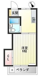 第2ヒルトップ斉藤 1Kの間取図画像