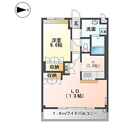 モア・フレーブ 1LDKの間取図画像