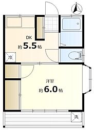 第十一星光荘 1DKの間取図画像