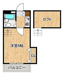 Wing雑餉隈 1Kの間取図画像