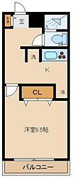 パークアベニュー 2階1Kの間取り