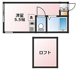 アンフィニ鶴見市場 2階ワンルームの間取り