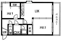 コスモリード横浜反町 2LDKの間取図画像