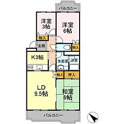 第2コスモスヴィラ 3LDKの間取図画像