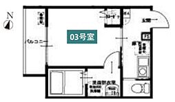 MELDIA竹ノ塚III 2階1Kの間取り