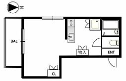 キャッスルパレス新宿ウエスト ワンルームの間取図画像