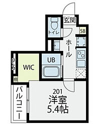 プラフィド 1Kの間取図画像