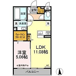 グランメゾン北野 2階1LDKの間取り