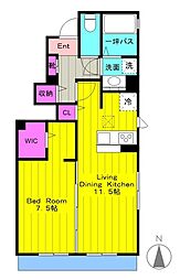 プランドールコート 1LDKの間取図画像