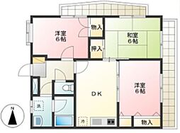 エクセル府中 3階3DKの間取り