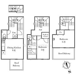 ＡＧＲＡＴＩＯ　ＴＥＲＲＡＣＥ　恵比寿 2階2DKの間取り