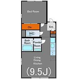 LOTUS大井町 2階1LDKの間取り