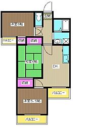 サンパレス 4階3DKの間取り