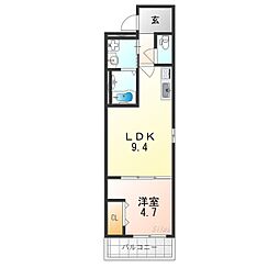 フジパレス喜連西 1LDKの間取図画像