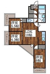 JUNハイツ志木 3LDKの間取図画像