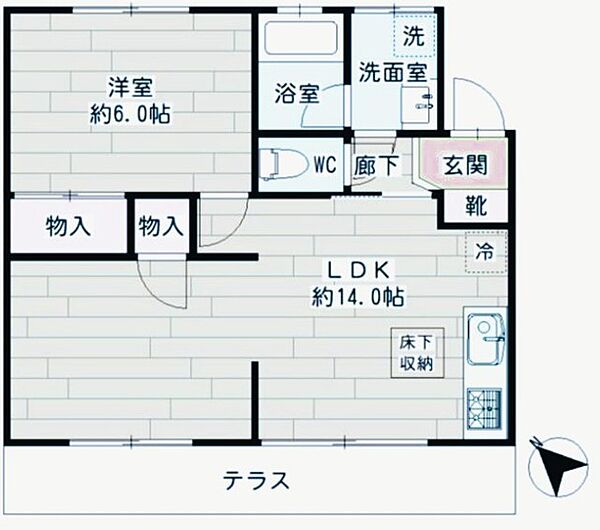 マロンプレーンB 202｜神奈川県横浜市旭区笹野台４丁目(賃貸アパート1LDK・2階・45.26㎡)の写真 その2