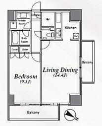 アジリア南麻布Js 13階1LDKの間取り