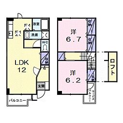 ソレイユM2 2LDKの間取図画像