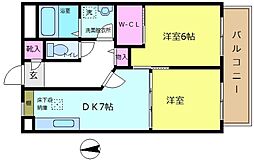 西武新宿線 井荻駅 徒歩8分の賃貸マンション 1階2DKの間取り