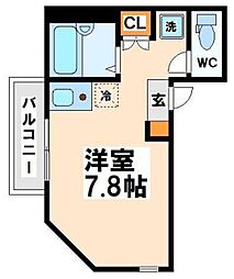 エルミタージュ葵 ワンルームの間取図画像